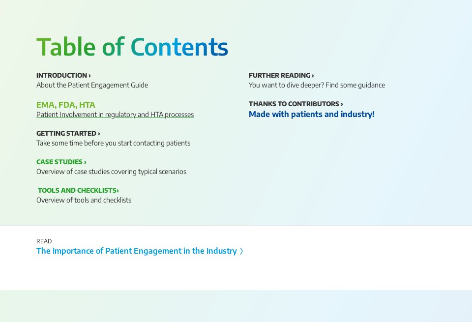 Table of Contents - Patient Engagement Guide
